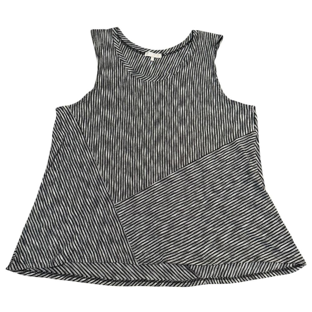 Habitat Mixed Direction Stripe Sleeveless Cotton Top Swing Tank Black & White XL